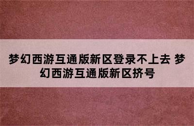 梦幻西游互通版新区登录不上去 梦幻西游互通版新区挤号